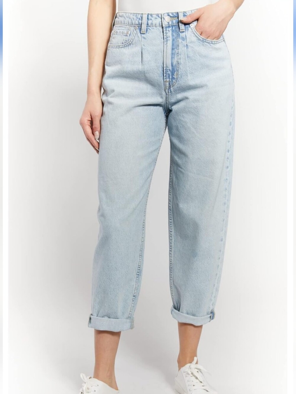 OAT New York Light Wash Wide Leg Frayed Hem Jeans